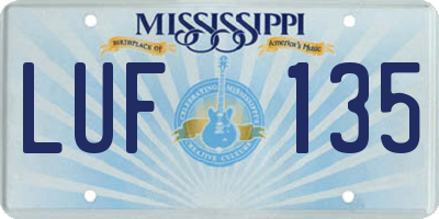 MS license plate LUF135