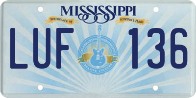 MS license plate LUF136