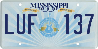 MS license plate LUF137