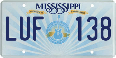 MS license plate LUF138