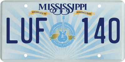 MS license plate LUF140