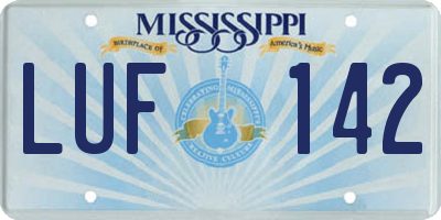 MS license plate LUF142