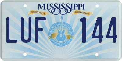 MS license plate LUF144