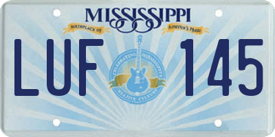 MS license plate LUF145