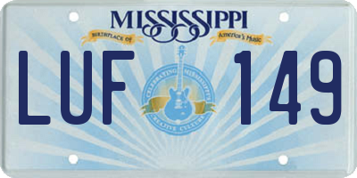 MS license plate LUF149