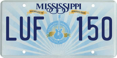 MS license plate LUF150