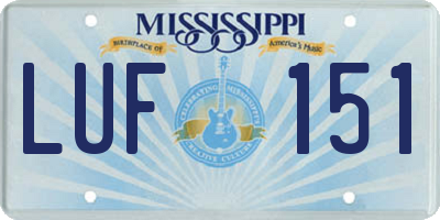 MS license plate LUF151