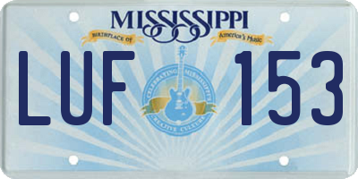 MS license plate LUF153