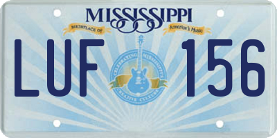 MS license plate LUF156
