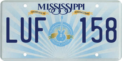 MS license plate LUF158