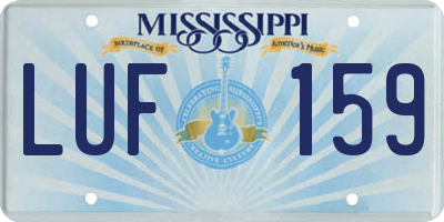 MS license plate LUF159