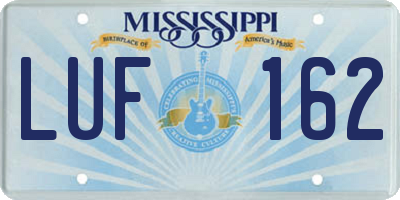 MS license plate LUF162