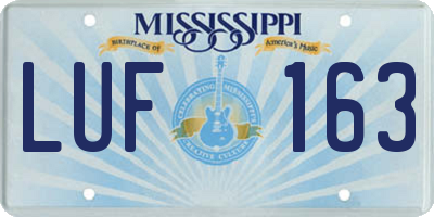 MS license plate LUF163