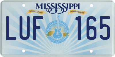 MS license plate LUF165