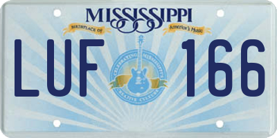 MS license plate LUF166