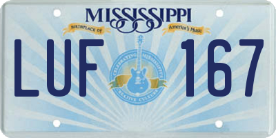 MS license plate LUF167