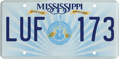 MS license plate LUF173