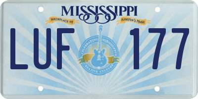 MS license plate LUF177