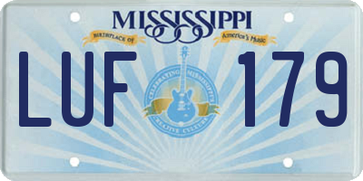 MS license plate LUF179