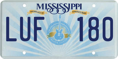 MS license plate LUF180