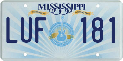 MS license plate LUF181