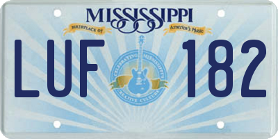MS license plate LUF182