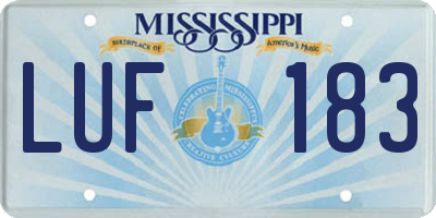 MS license plate LUF183
