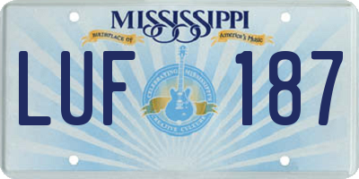 MS license plate LUF187