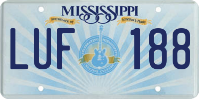 MS license plate LUF188