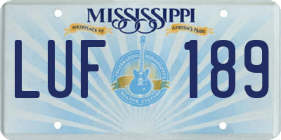 MS license plate LUF189