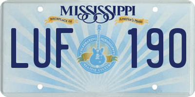 MS license plate LUF190