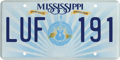 MS license plate LUF191