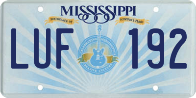 MS license plate LUF192