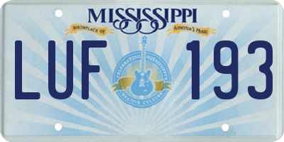 MS license plate LUF193