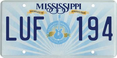 MS license plate LUF194