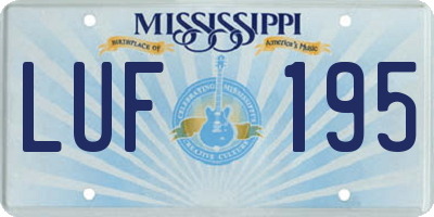 MS license plate LUF195