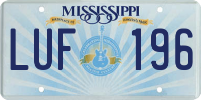 MS license plate LUF196