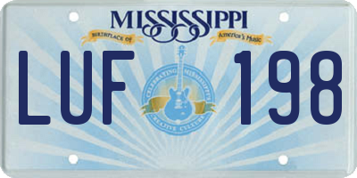MS license plate LUF198