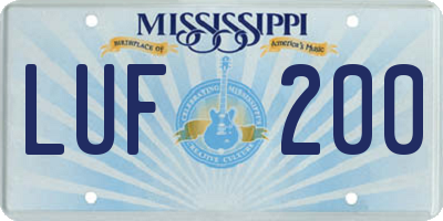 MS license plate LUF200