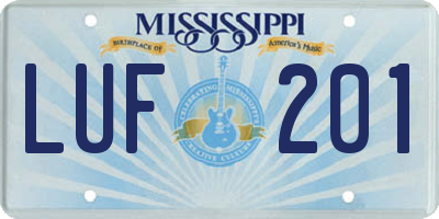 MS license plate LUF201