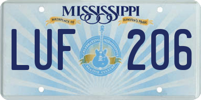 MS license plate LUF206