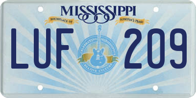 MS license plate LUF209