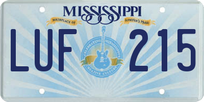 MS license plate LUF215