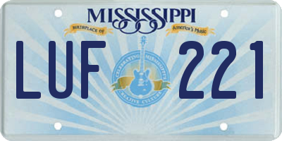 MS license plate LUF221