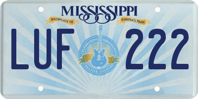 MS license plate LUF222