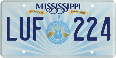 MS license plate LUF224