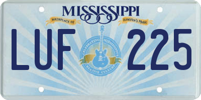 MS license plate LUF225