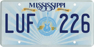 MS license plate LUF226