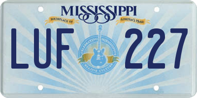 MS license plate LUF227