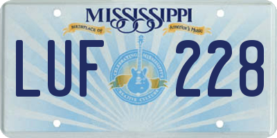 MS license plate LUF228